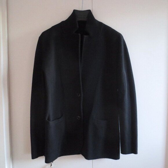 J Crew Black Cotton Knit Sweater Blazer Jacket 100% Cotton Size S Small - Picture 1 of 6
